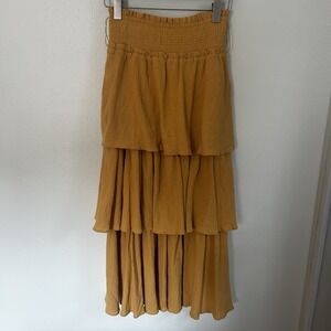 Free People Yellow Tired Maxi Skirt Size XS - Read